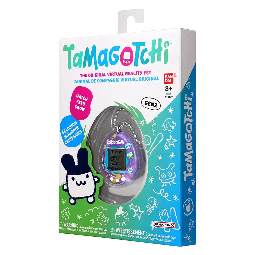 Original Tamagotchi Tama Universe in retail packaging with space-themed design.