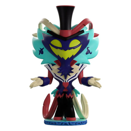 Front view of Ozzie Youtooz vinyl figure from Helluva Boss with teal hair and top hat