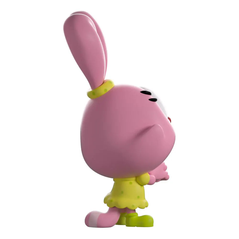 Rear angled view of Panini Youtooz vinyl figure, showing bunny ears and green shoes.