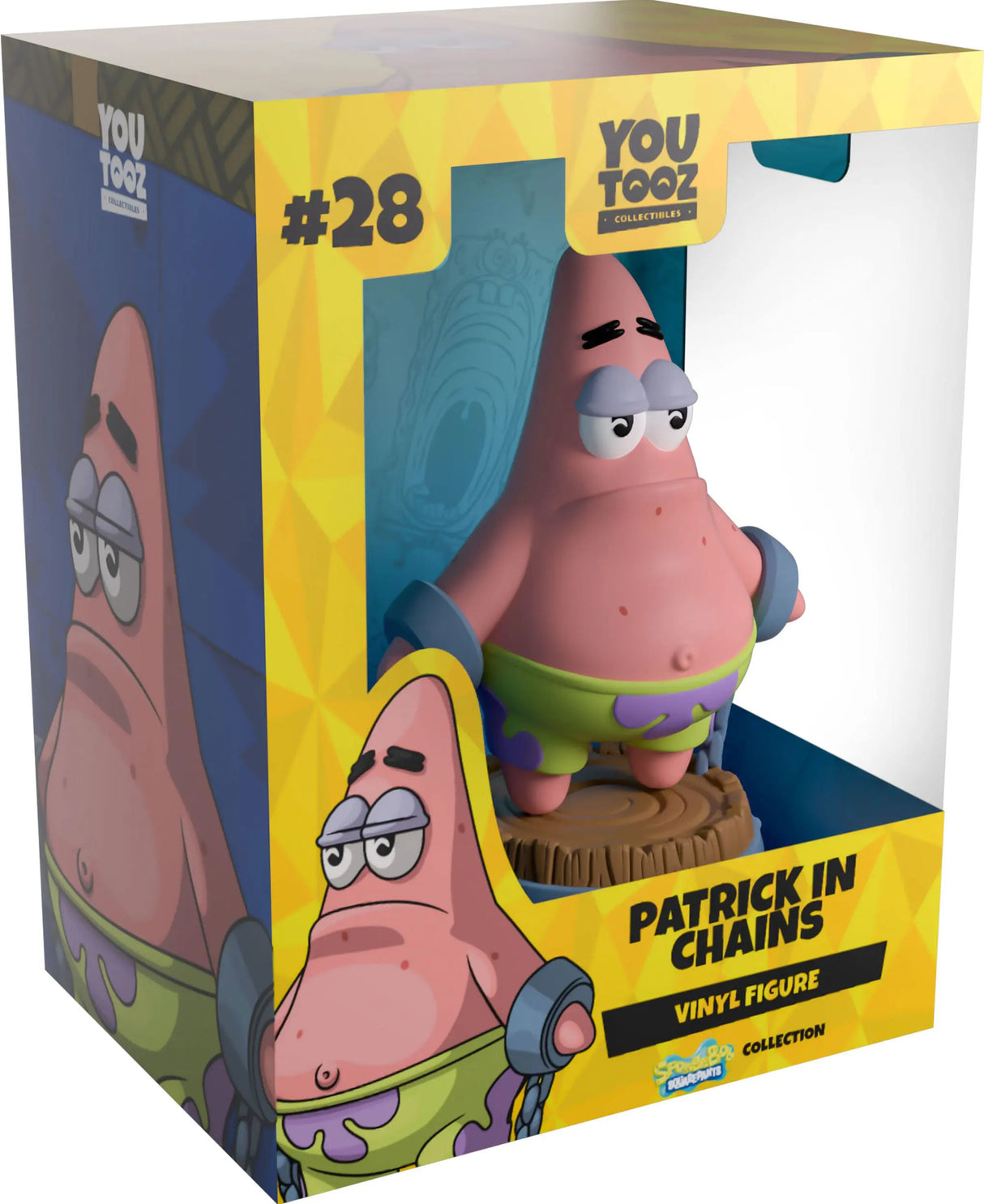 Patrick in Chains Youtooz figure inside collectible window box packaging from SpongeBob SquarePants.