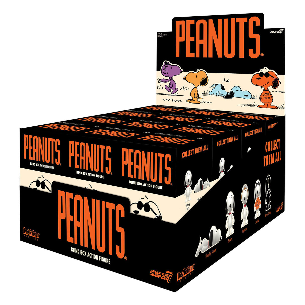 Super7 Peanuts ReAction Figures So Many Snoopies Wave 06 case display