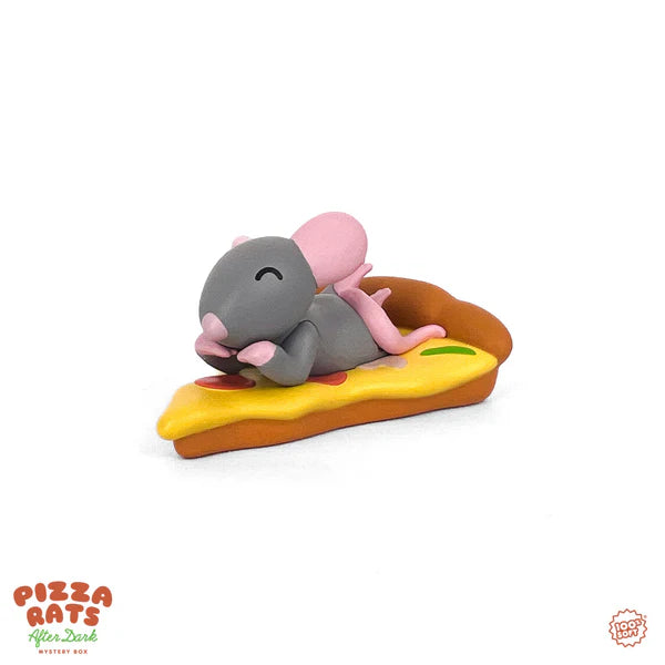 Pizza Rats After Dark rat figure lounging on pizza slice designer toy