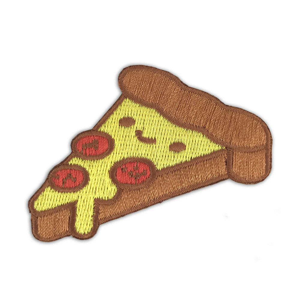 cute pizza sticker patch embroidered smiling pizza slice design 100% soft