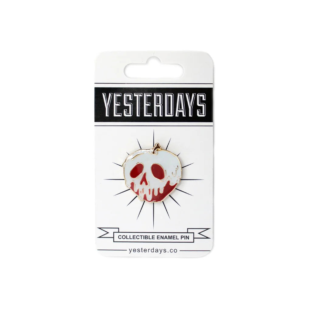 nchanted skull-melt apple pin by Yesterdays in red and white