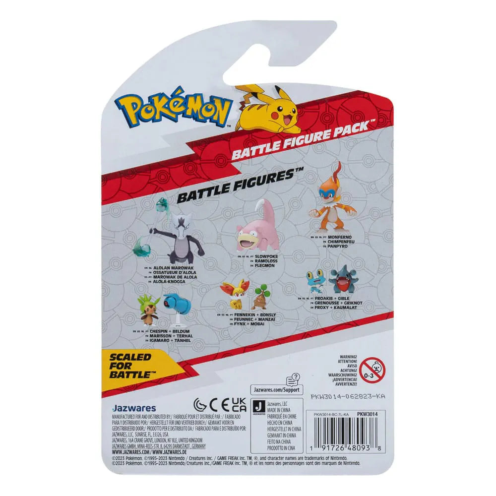 Back of Pokémon Battle Figure Pack packaging showing other available figures in the series