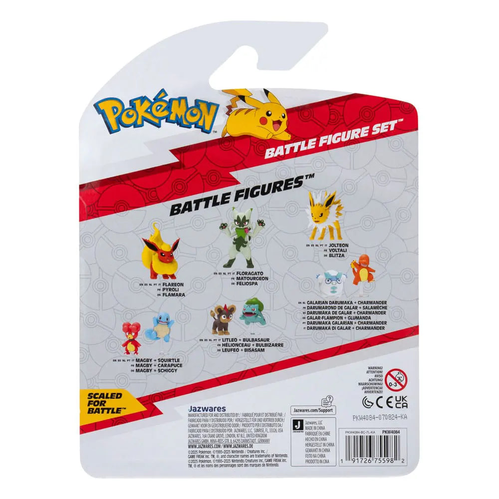 Back of the Pokémon Battle Figure Pack packaging showing other collectible figures in the series.