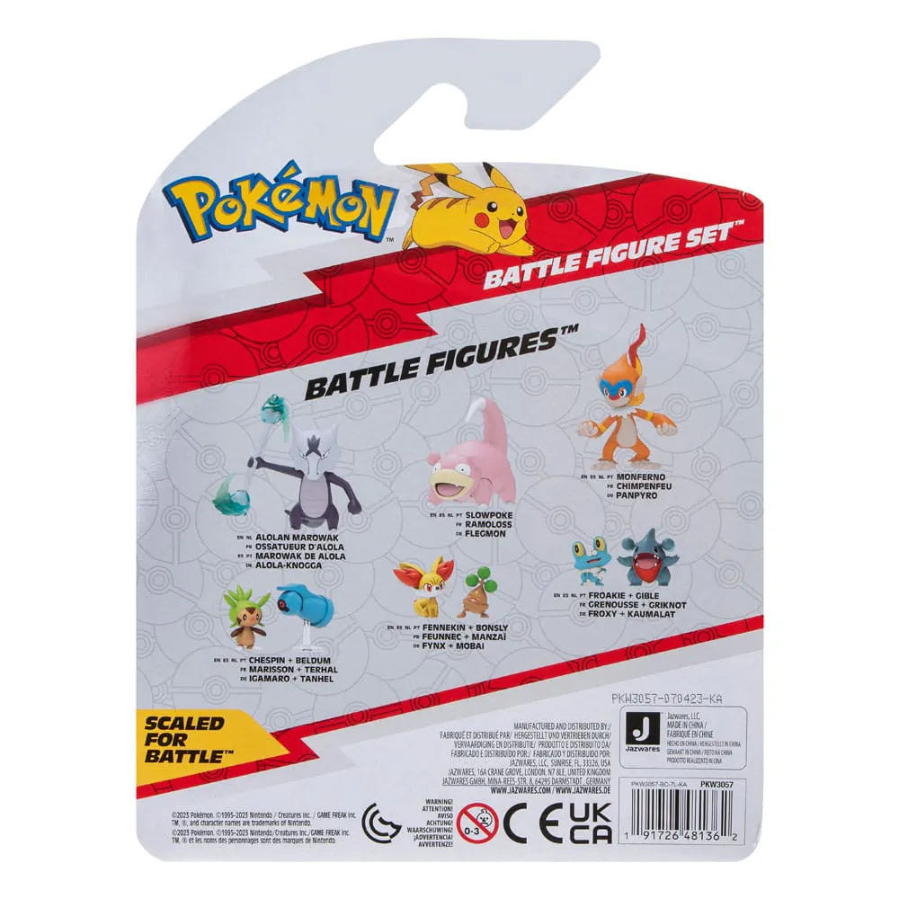 Back of the Pokémon Battle Figure Set packaging showing other available figure sets.
