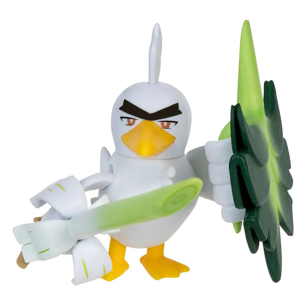 Sirfetch’d Pokémon figure holding its leek sword and shield, detailed with articulation.