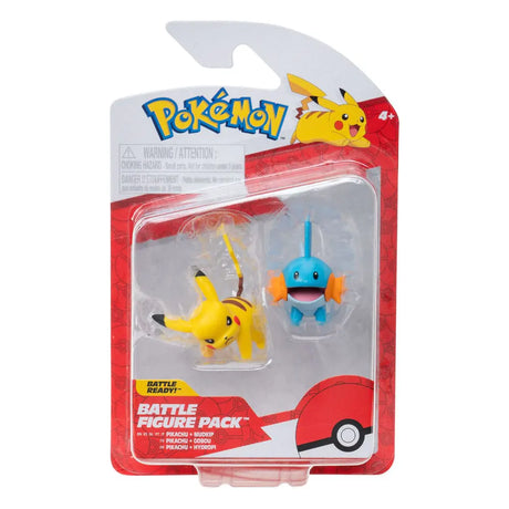 Pokémon Battle Figure Pack in blister packaging featuring Mudkip and Pikachu mini figures