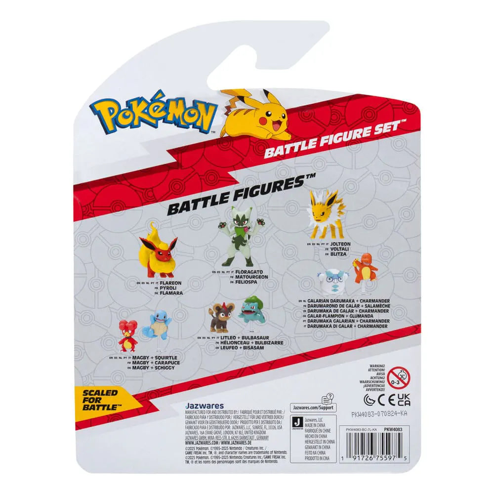 Back of Pokémon Battle Figure Pack packaging with other collectible sets displayed