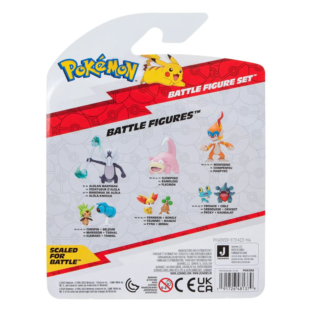 Back of Pokémon Battle Figure Set packaging showing other available figure sets