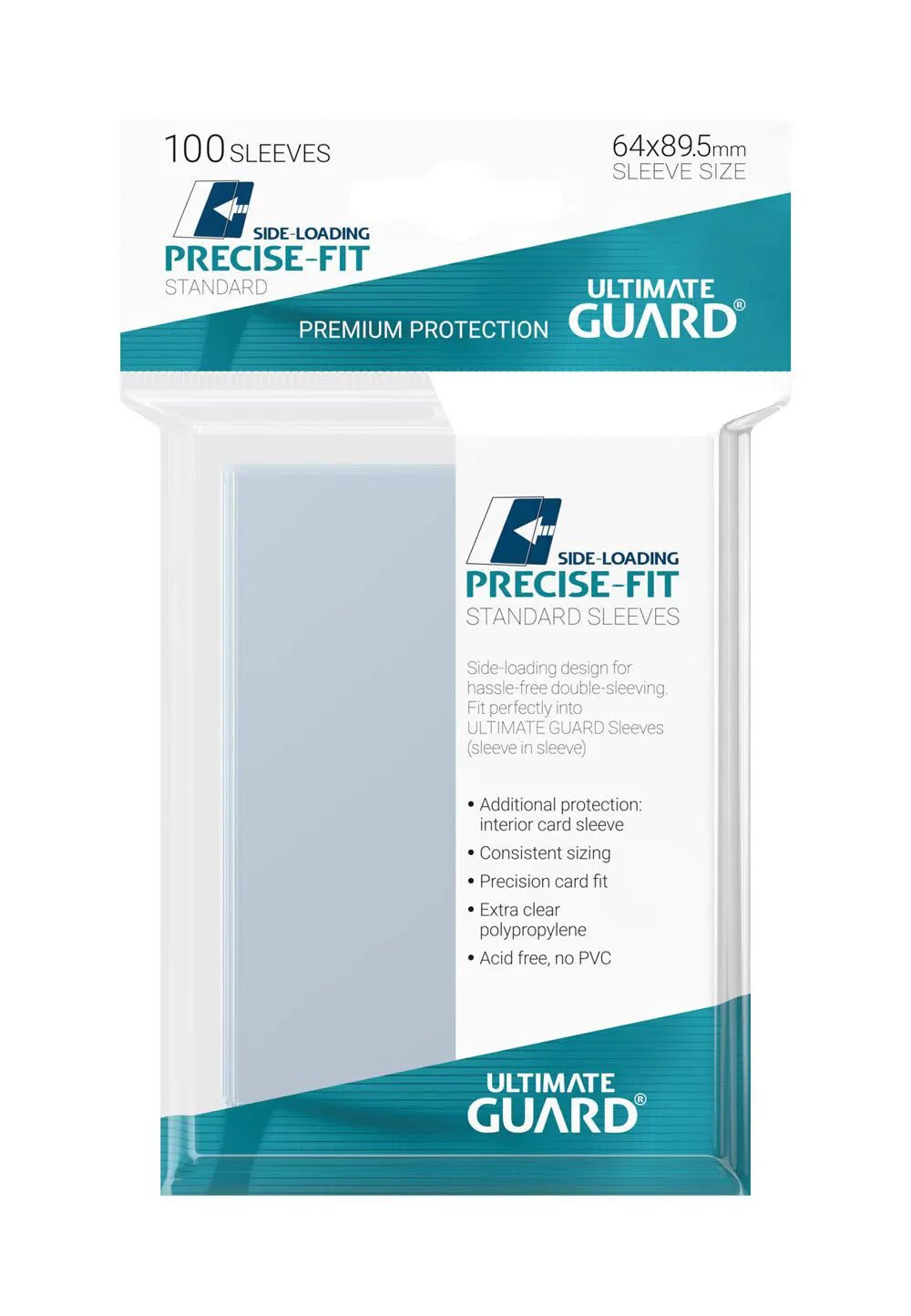 Ultimate Guard Precise-Fit Standard Size Sleeves side-loading 100 pack front packaging