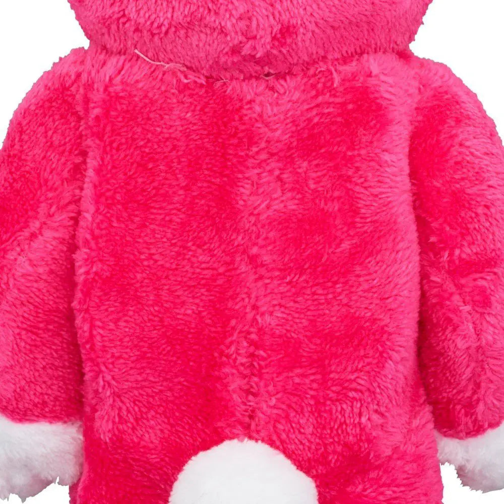 Back view of the 400% Bearbrick - Psychobear Costume Version showcasing the plush pink costume texture