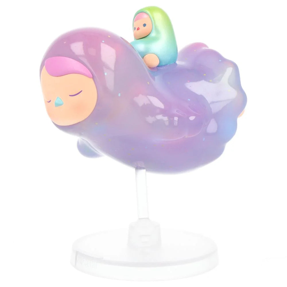 Cloud-like Pucky Flying Baby with sleeping face carrying a tiny companion.