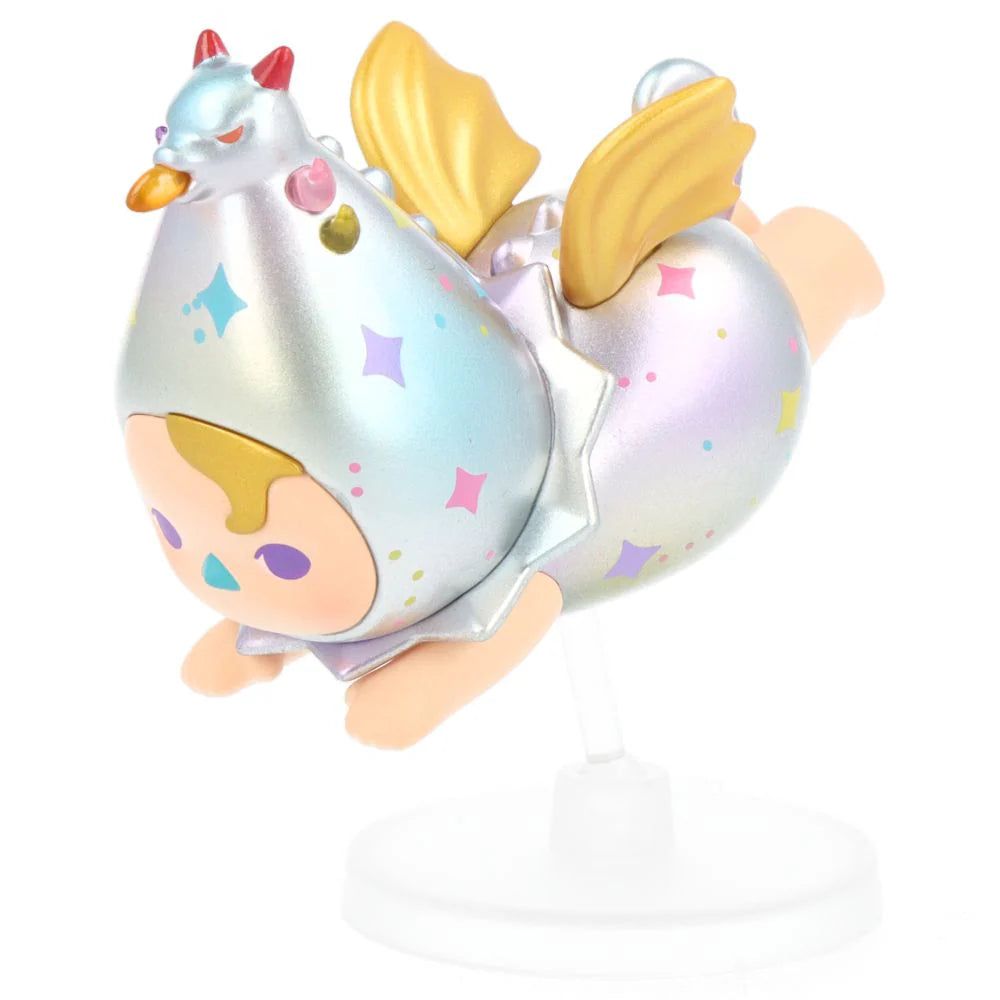 Metallic dragon-themed Pucky Flying Baby with golden wings and silver body.