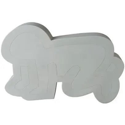 Keith Haring Radiant Baby Statue white polystone collectible, angled perspective with embossed line details.
