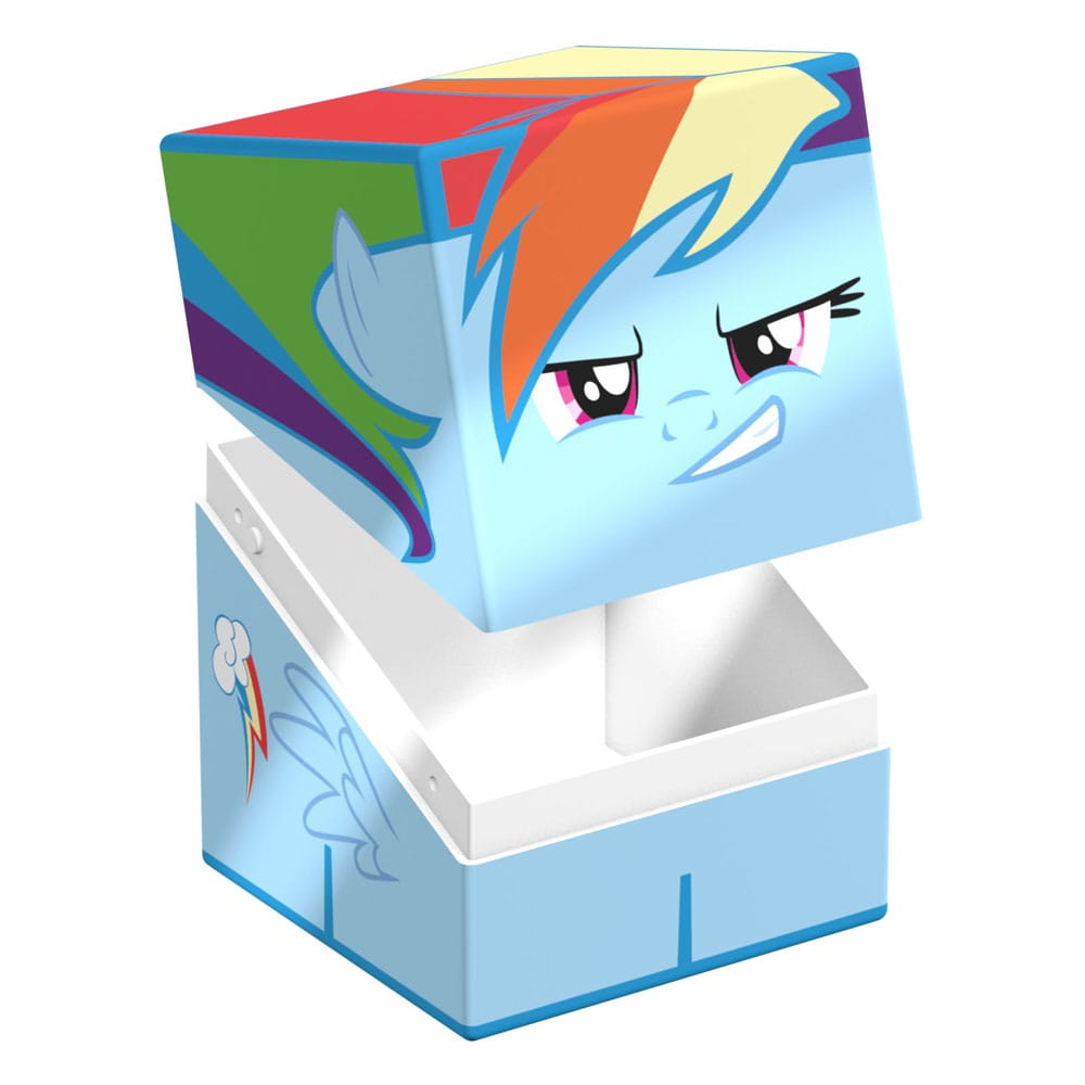 Rainbow Dash Squaroes box partially opened revealing inner storage compartment.