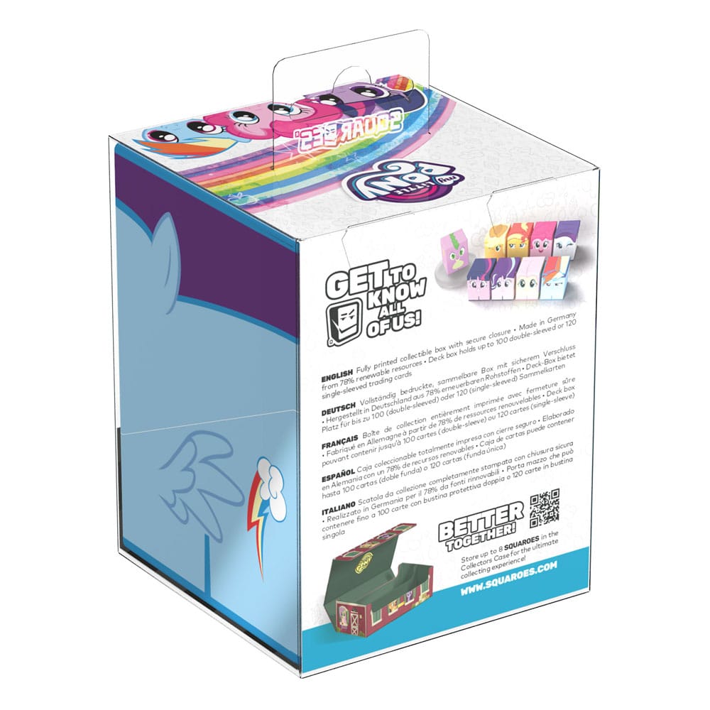 Rainbow Dash Squaroes box with top lid artwork featuring rainbow mane.