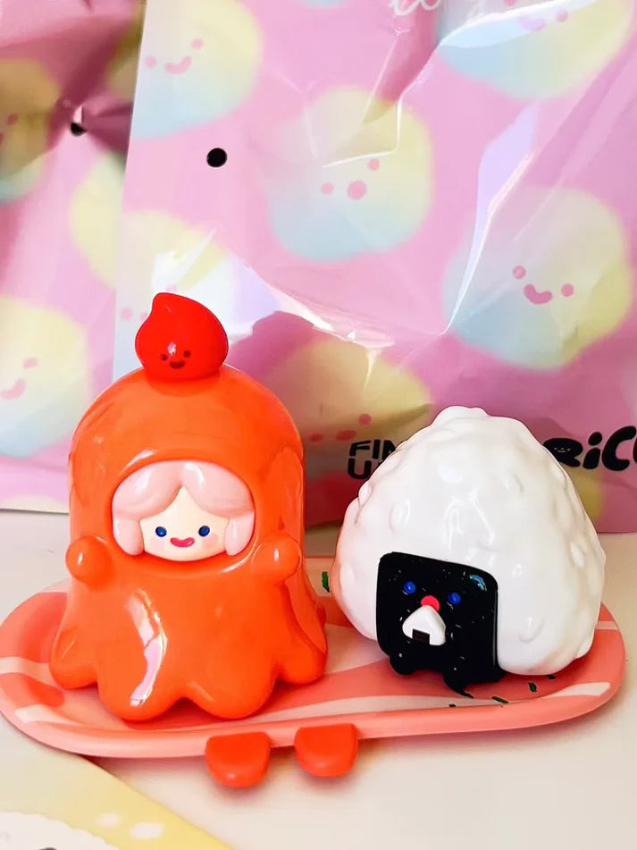 Close-up of RiCo octopus-themed figure with onigiri companion from the Happy Picnic Together Series