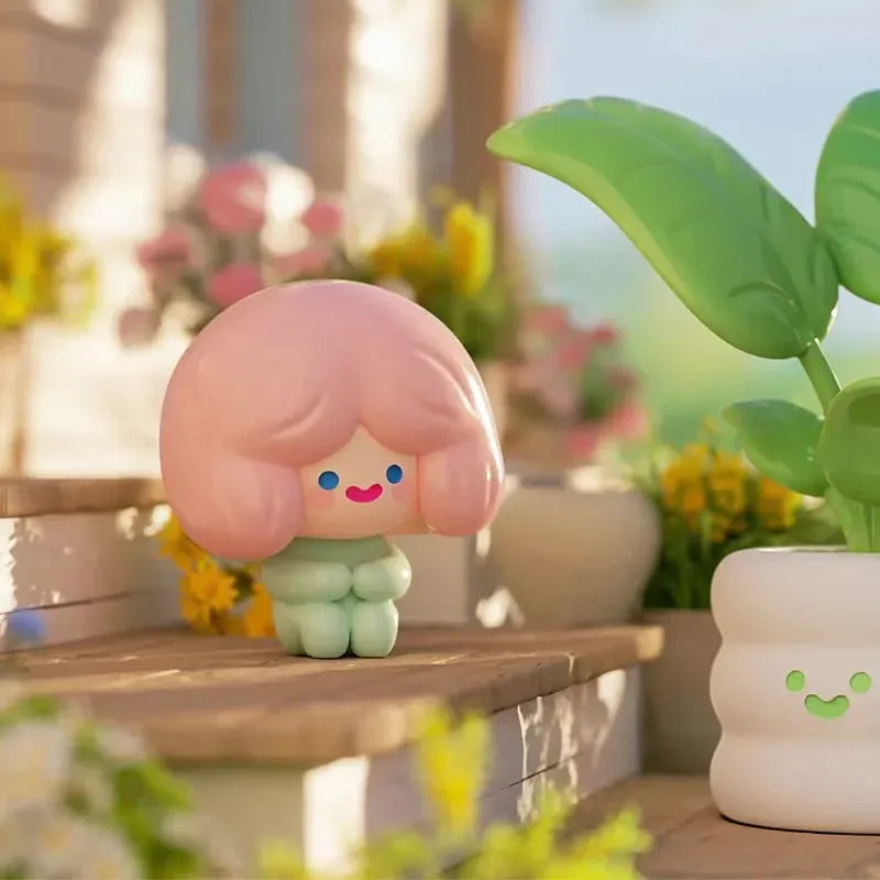 RiCo Happy Room Tour collectible figure standing outdoors with pastel garden setting