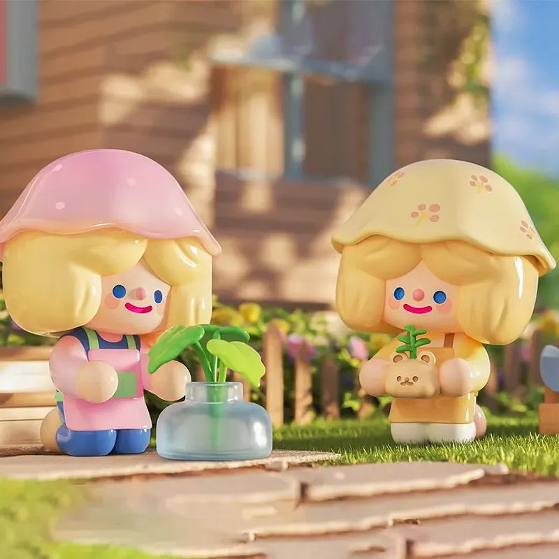 RiCo Happy Room Tour blind box toys gardening with mushroom hats and tiny plants