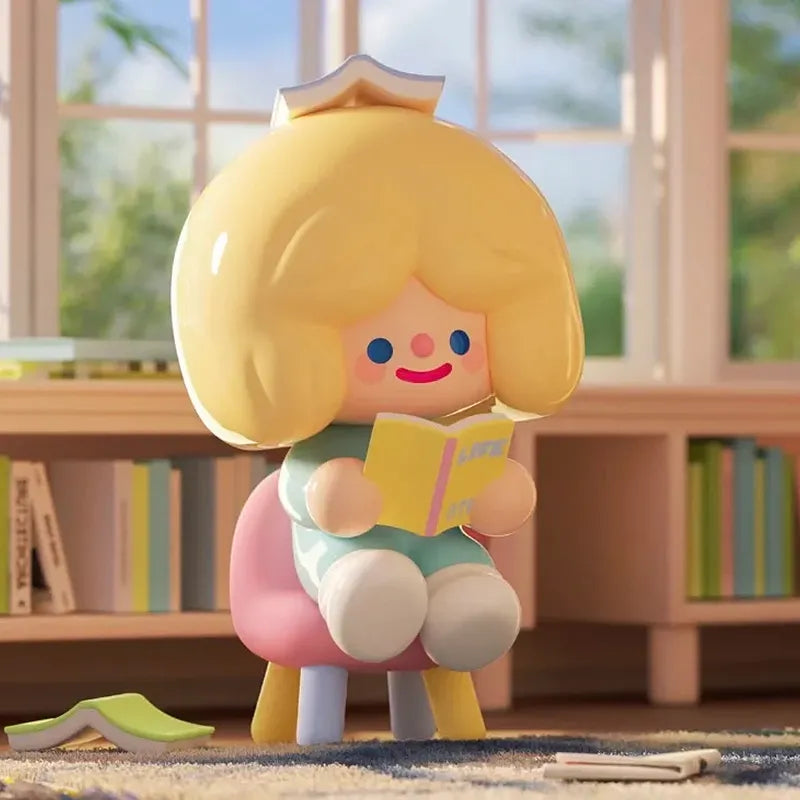 RiCo Happy Room Tour figure sitting on a chair reading a book indoors