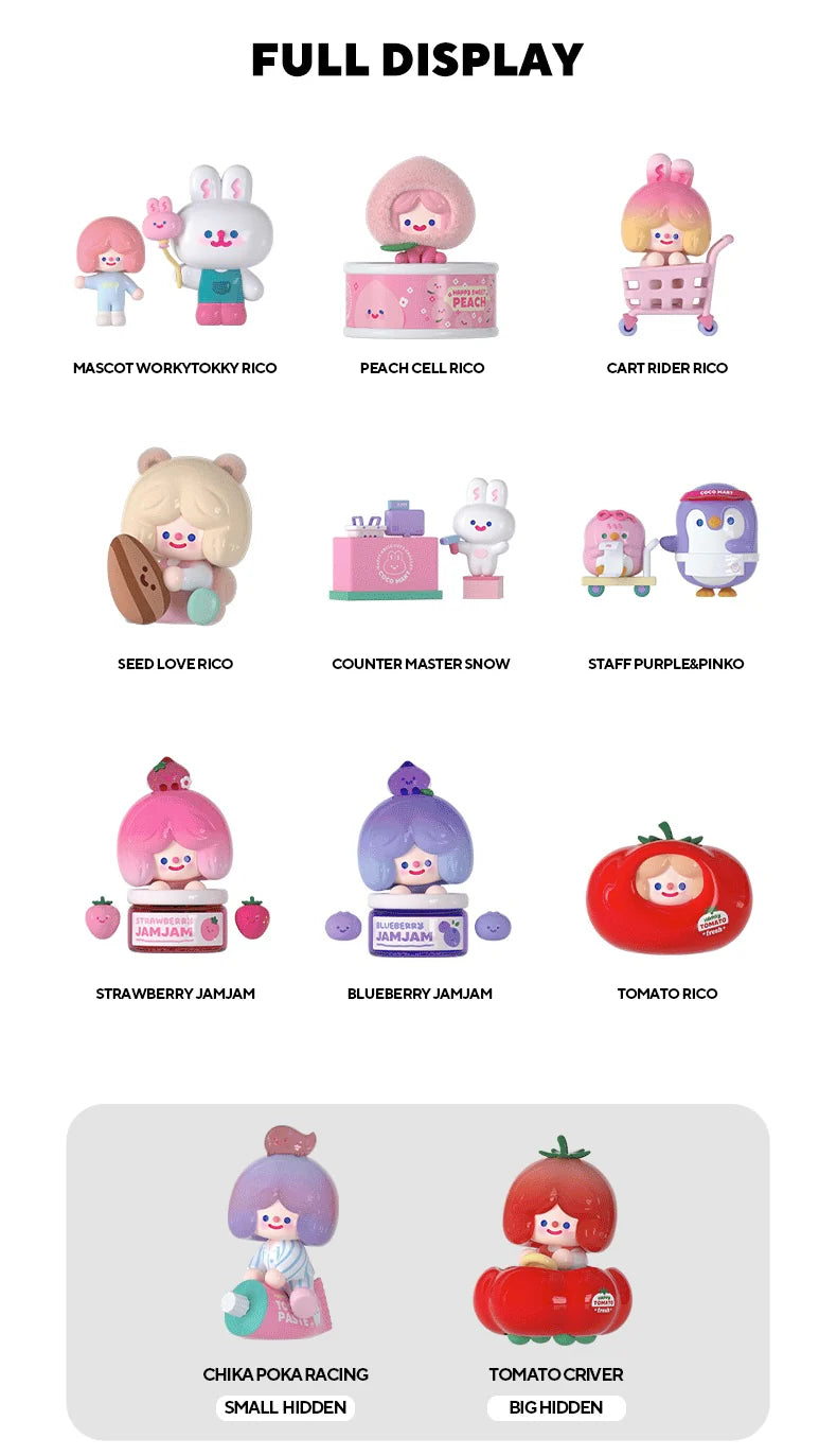Full lineup of RiCO Welcome Coco Mart Series figures including hidden editions
