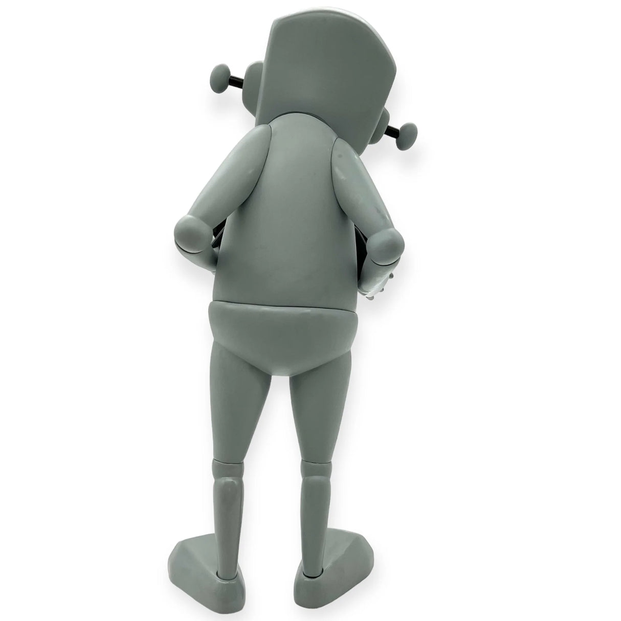 Back view of 15-inch Robot With Heart vinyl collectible toy in gray