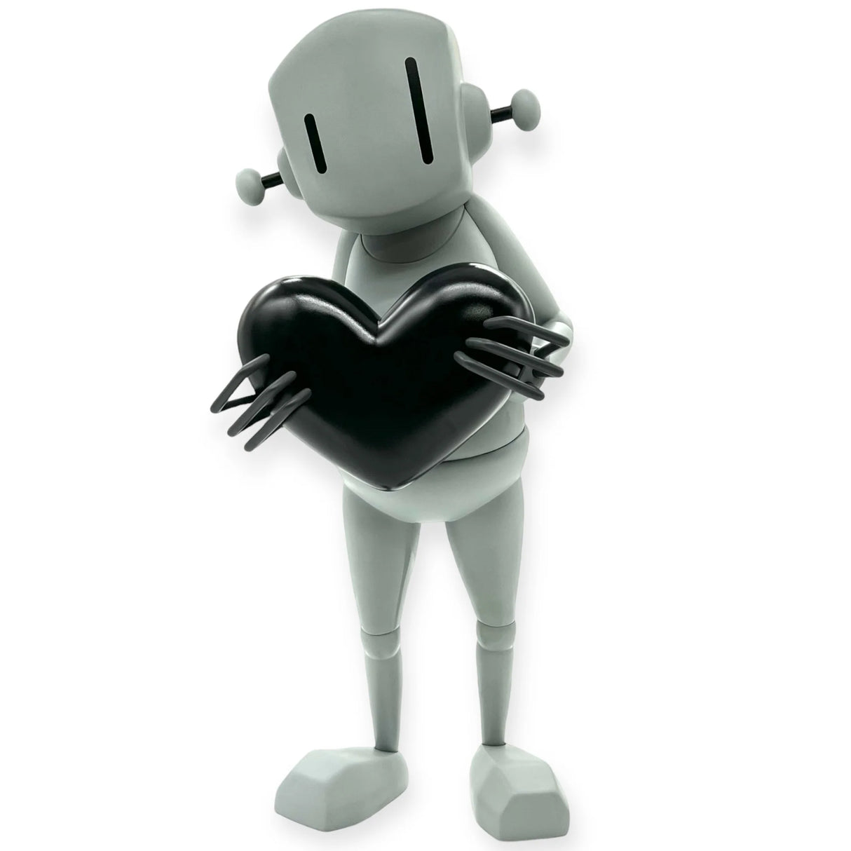 Front view of Robot With Heart Black Heart edition vinyl figure by ChrisRWK