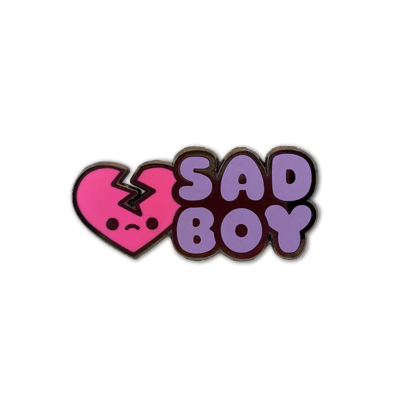 sad boy enamel pin broken heart cute pastel pin design