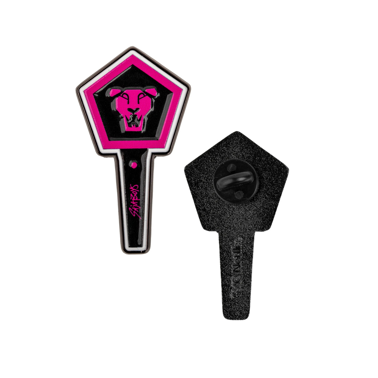 Saja Boys lightstick pin front and back view showing backing