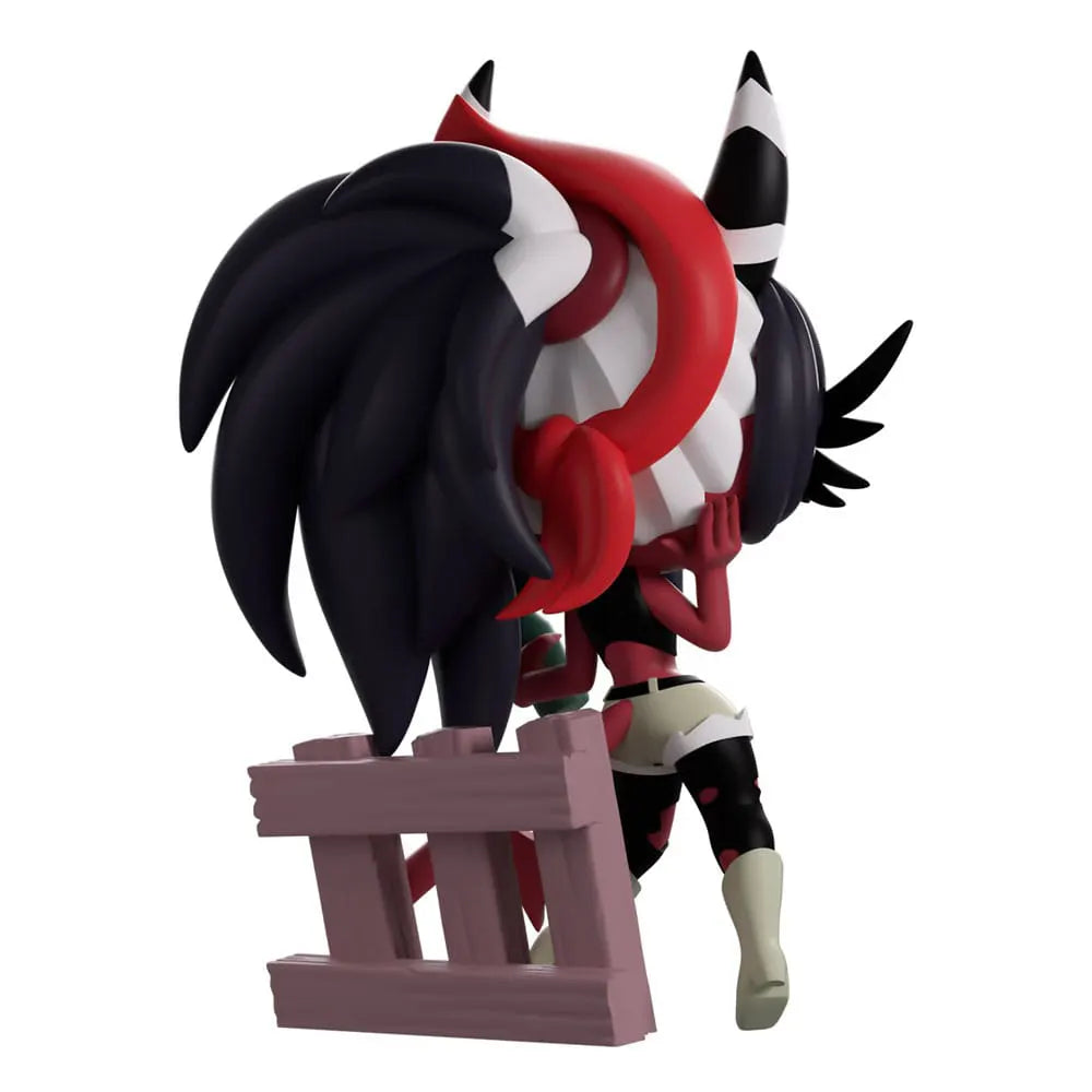 Side view of Sallie May Youtooz figure showing horns, hair, and red tail.