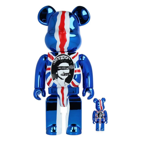 400% & 100% Bearbrick Set - Sex Pistols - God Save the Queen (Chrome Edition)