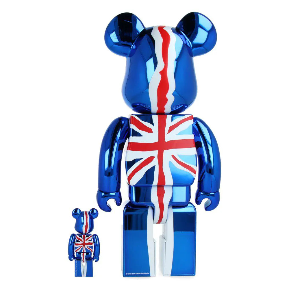 400% & 100% Bearbrick Set - Sex Pistols - God Save the Queen (Chrome Edition)