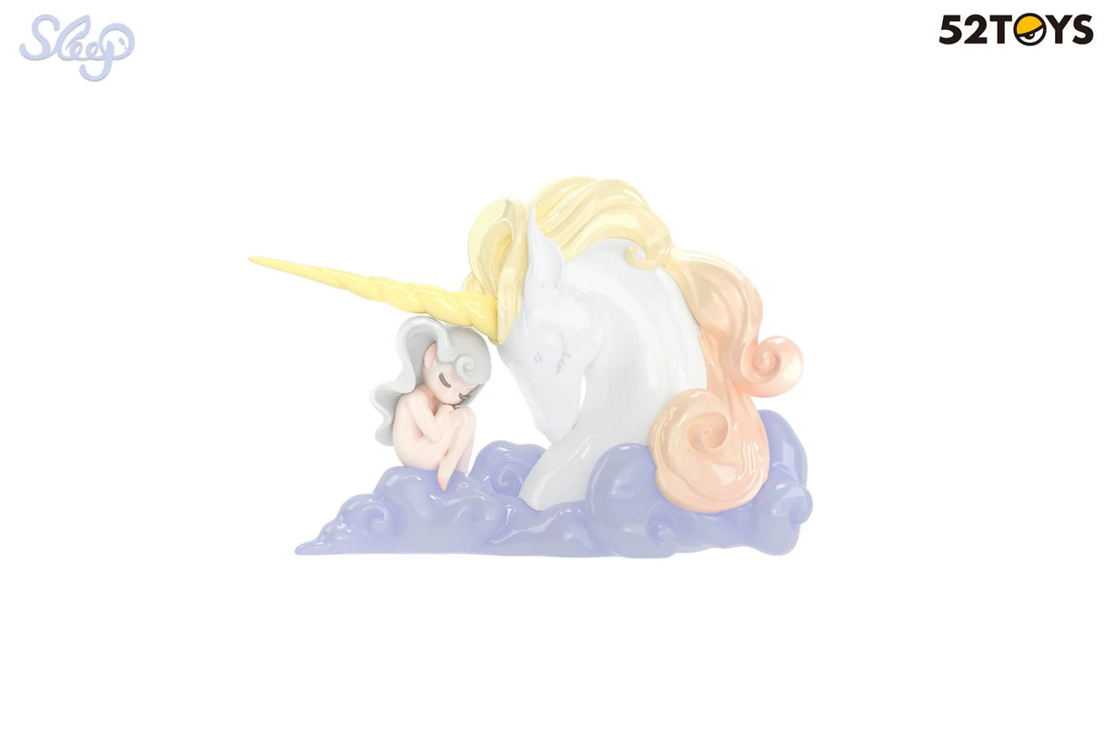 Dreamy elf fairy with silver hair and translucent wings sitting on a moon globe.