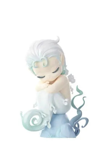 Sleep Sea Elf in a pink flower with flowing silver hair and green vines around her.