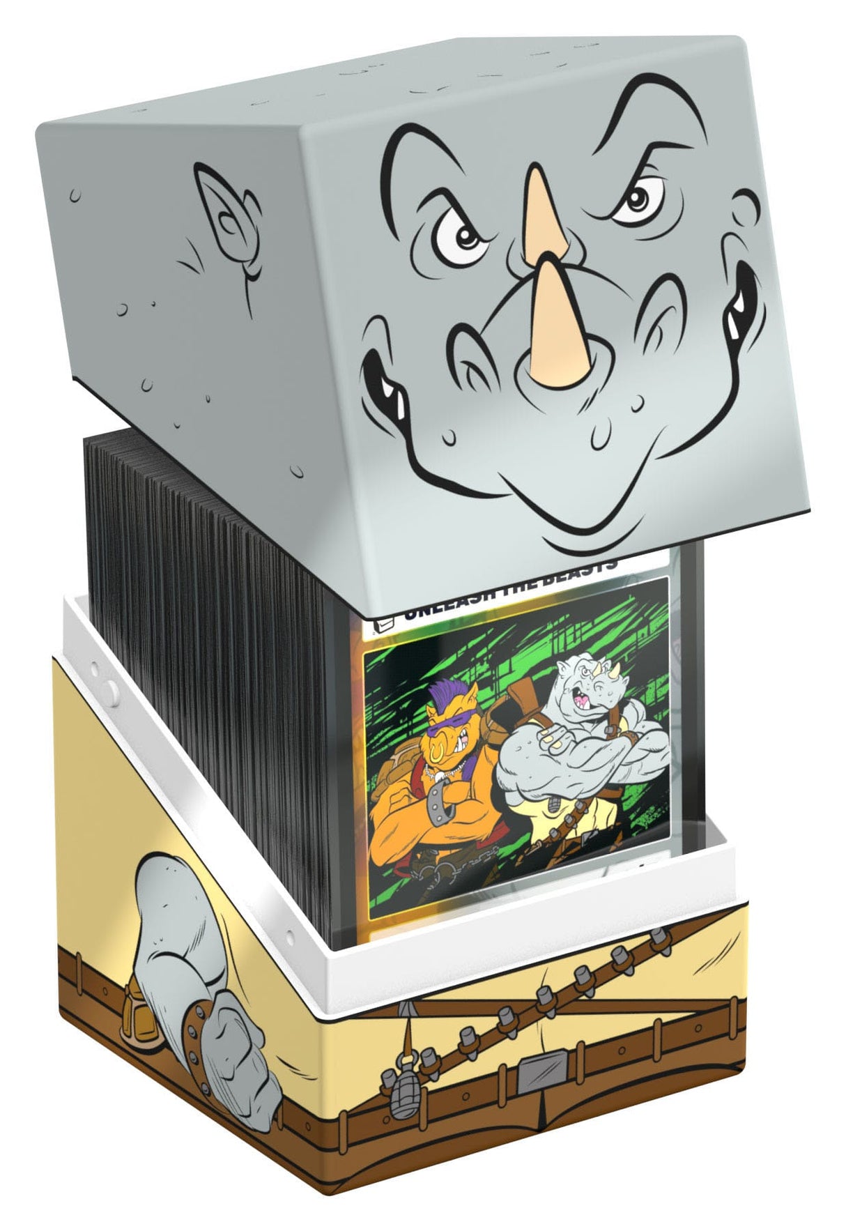 Rocksteady Squaroes TMNT collectible box side angle with character artwork