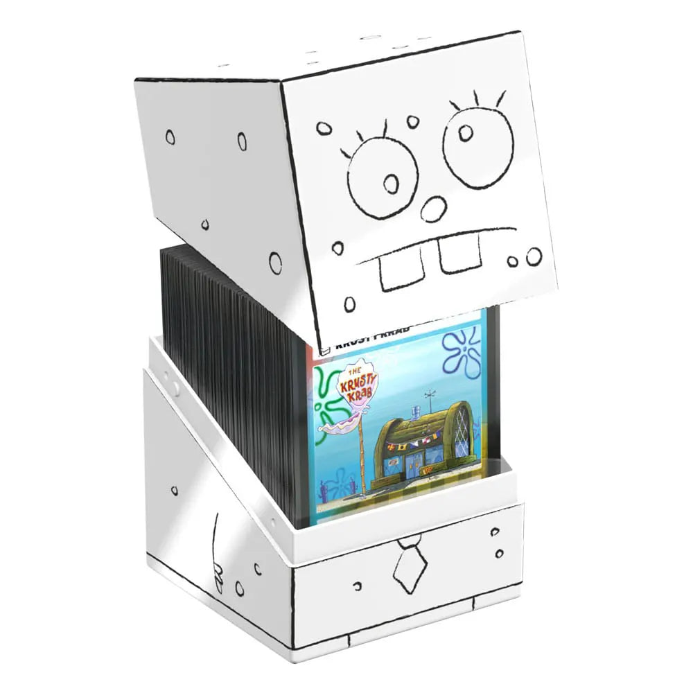 Open DoodleBob Squaroes collectible deck box showcasing card storage space