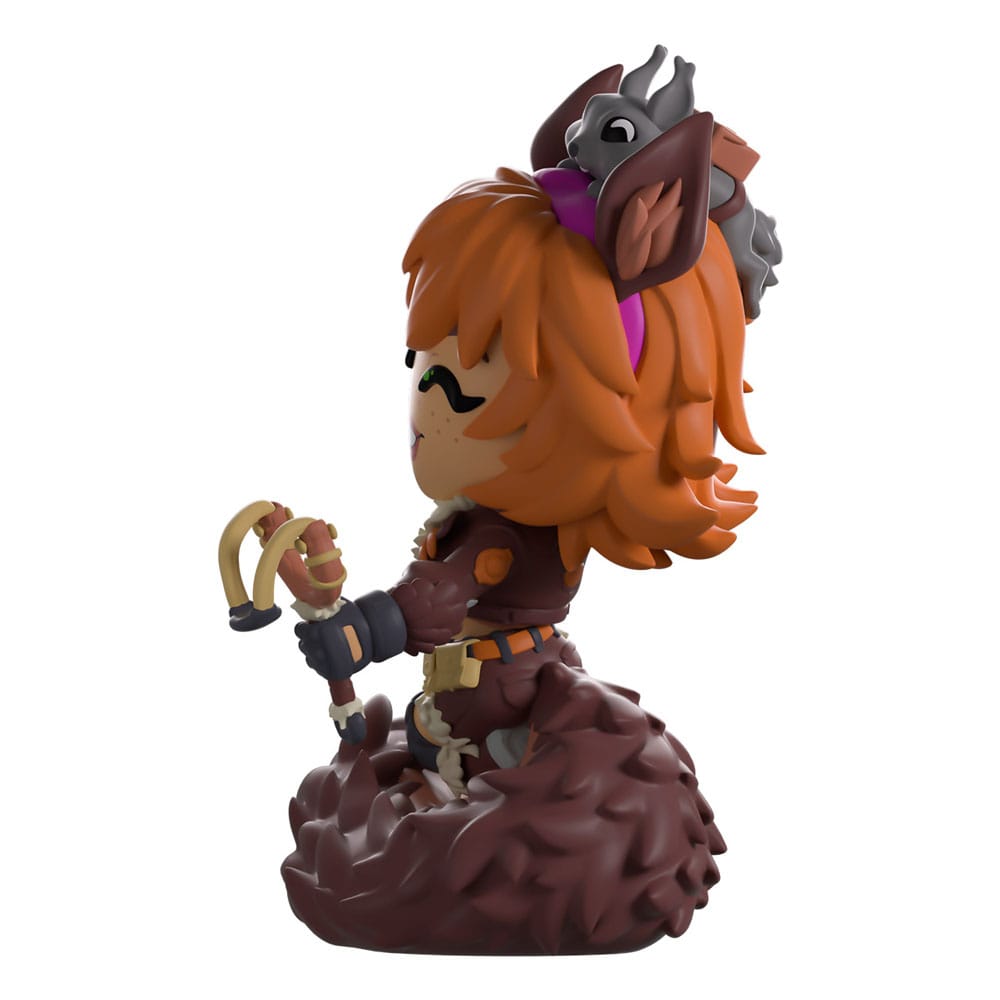 Left side view of Squirrel Girl Youtooz vinyl figure with Tippy-Toe sitting on her hair.