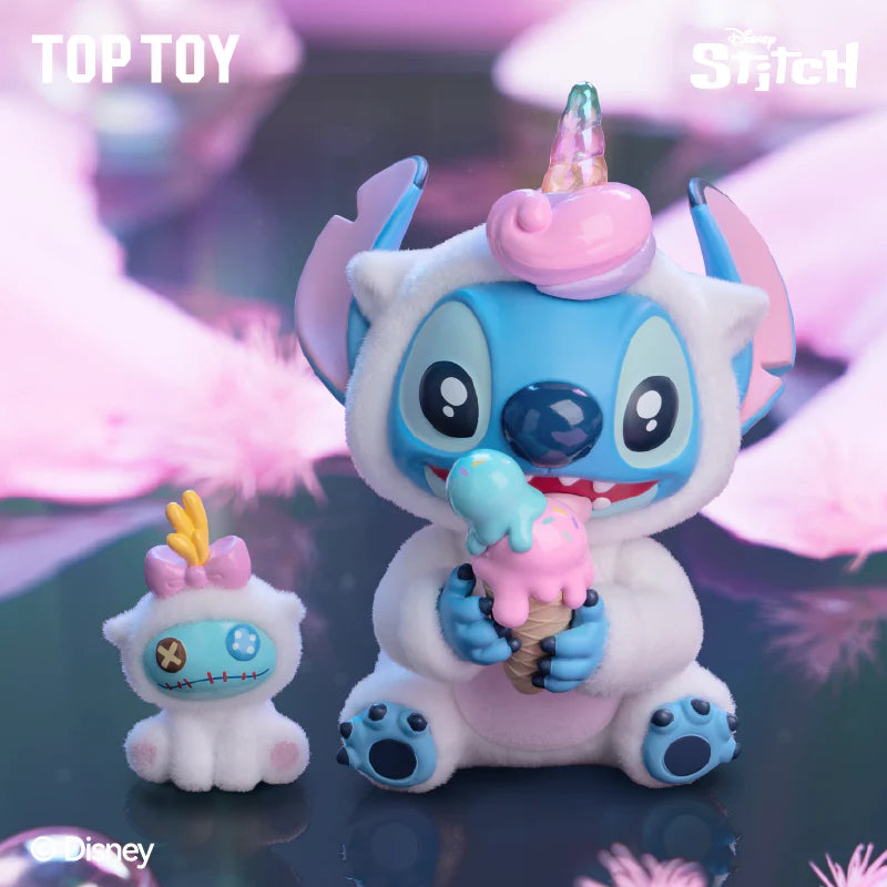 Cute Stitch blind box collectible showing Stitch dressed as a unicorn holding an ice cream.