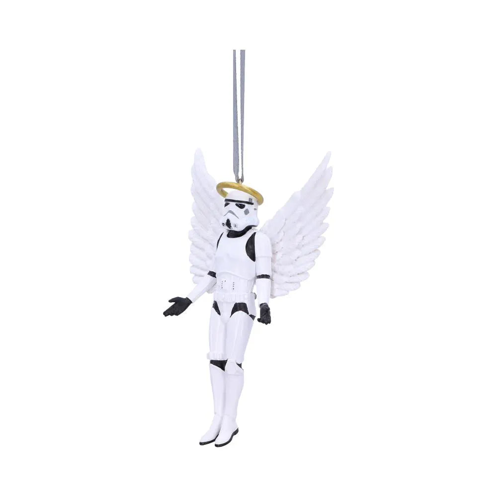 Angled view of Stormtrooper angel hanging ornament