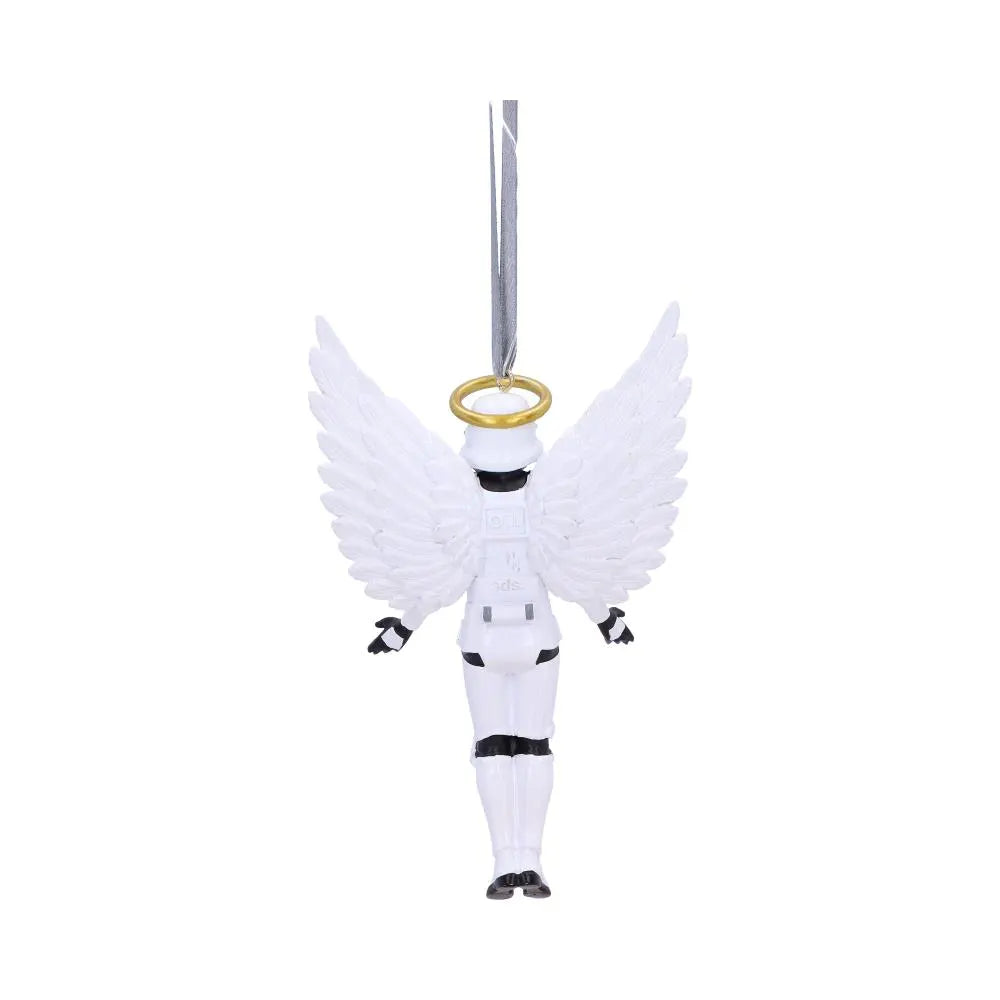 Rear view of Stormtrooper angel Christmas ornament