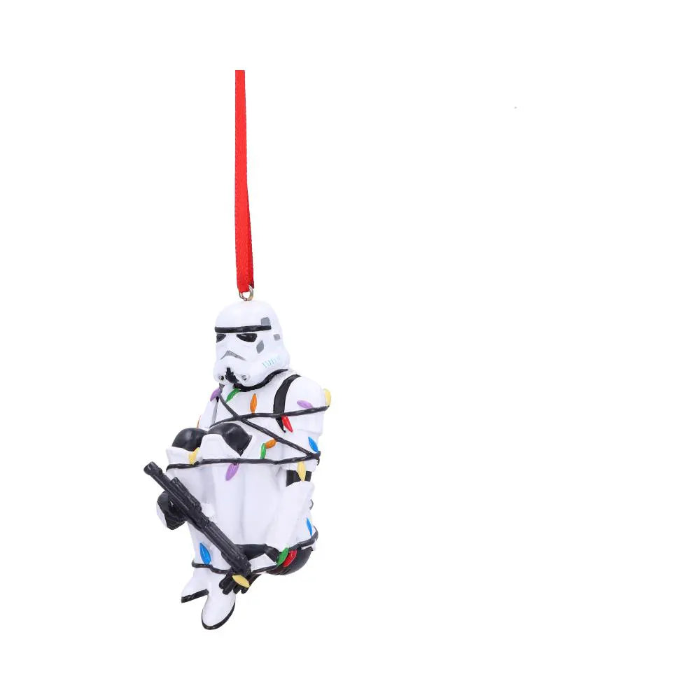 Side view of Stormtrooper In Fairy Lights Christmas ornament