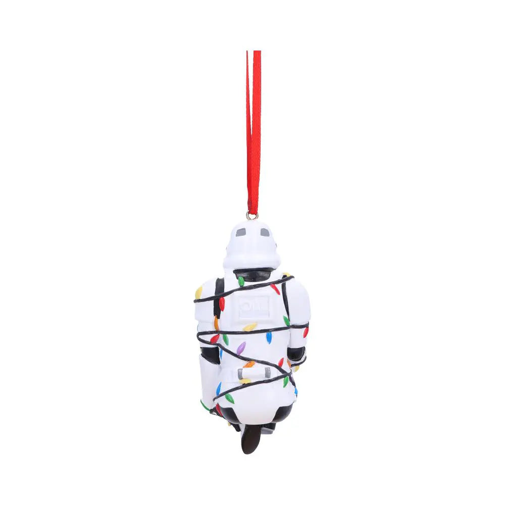 Rear view of Stormtrooper In Fairy Lights hanging ornament