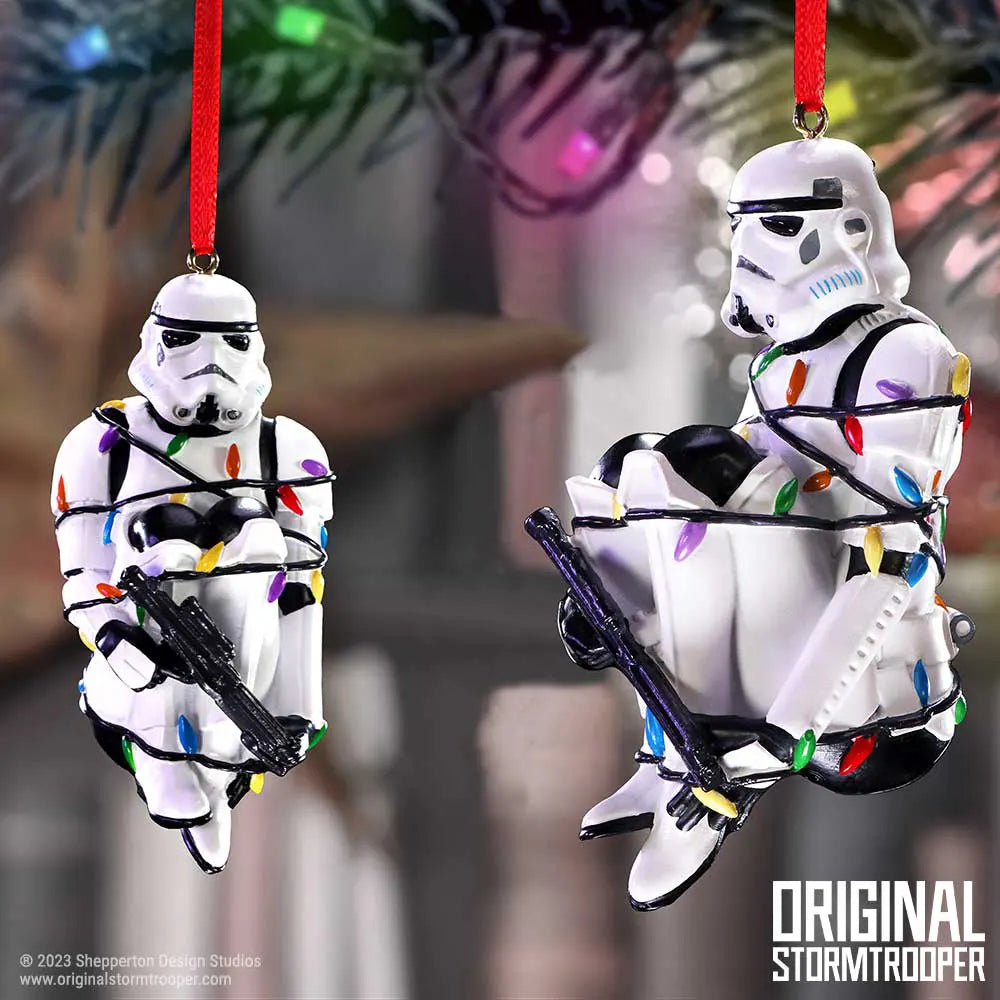 Original Stormtrooper fairy lights hanging ornaments displayed together