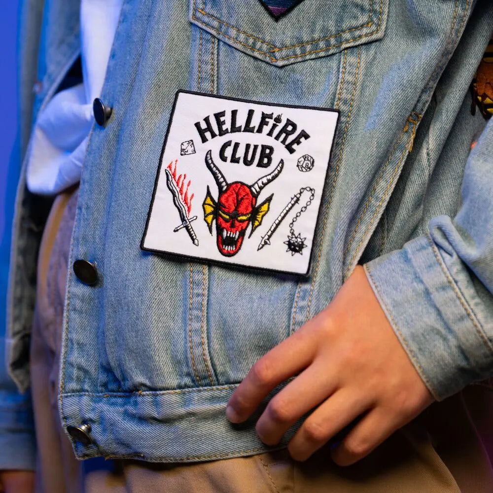 Stranger Things Hellfire Club patch embroidered on denim jacket
