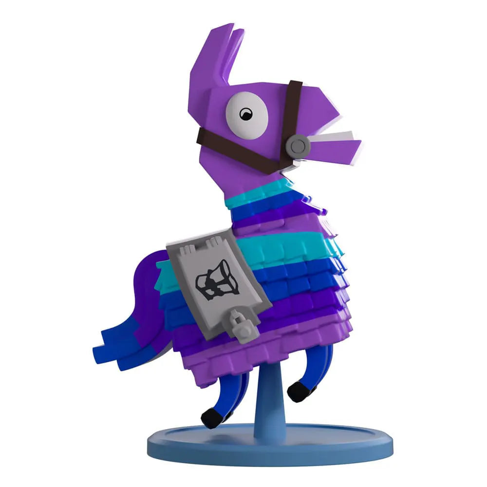 Fortnite Supply Llama Youtooz vinyl figure profile view on blue stand