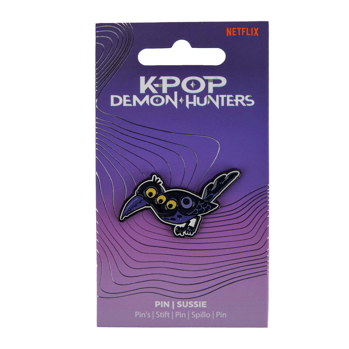 Sussie pin on official KPop Demon Hunters packaging