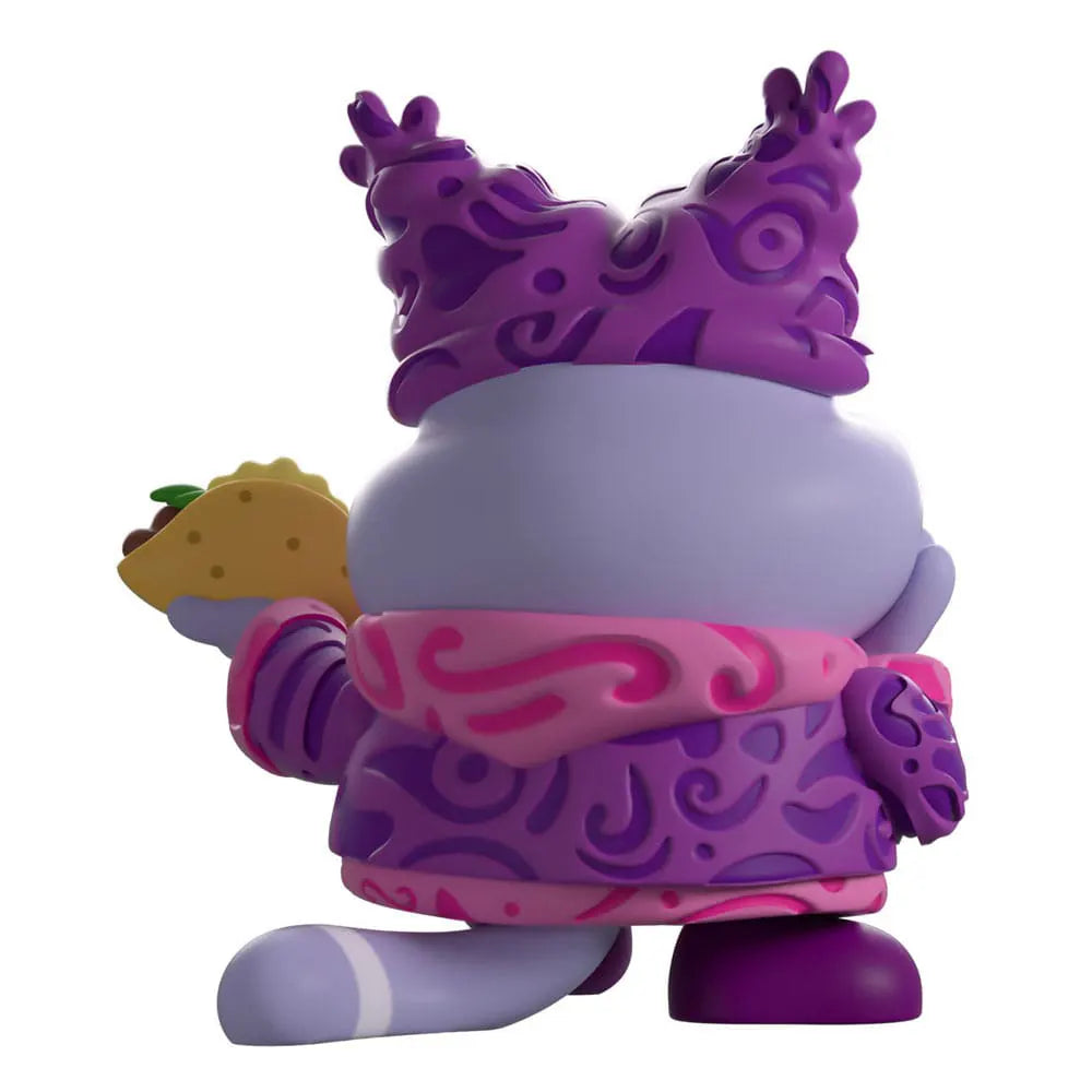 Back view of Taco Chowder Youtooz vinyl figure showing detailed hat, outfit patterns, and taco in hand.