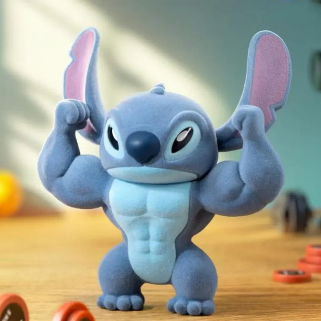 Muscular Stitch vinyl figure flexing arms with flocked finish